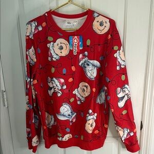 NEW Unisex Disney Red Holiday Sweatshirt with Pooh Characters